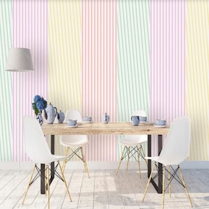 Lignes géométriques colorées Papier peint Peel and Stick Nursery Wall Mural Scandinavian Style Adhésif Nursery Wallpaper Kids Room