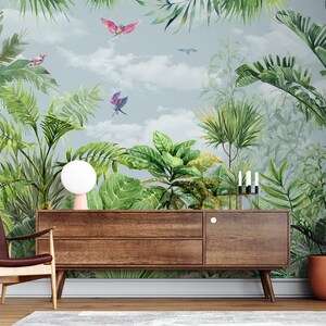Tropical Palm Tree Wallpaper: Peel and Stick Rainforest Wall Mural