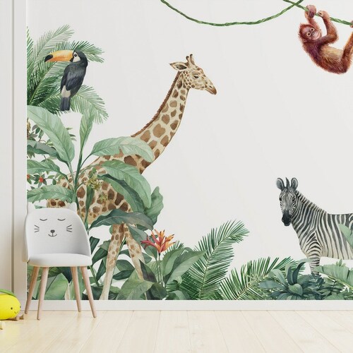 Safari Jungle Animals Wallpaper for Kids Peel and Stick Etsy