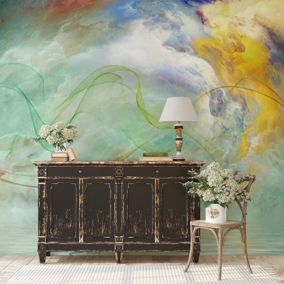 Cloud Line Art Wallpaper Mural: Peel and Stick Marble Texture - Etsy