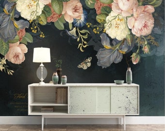 Oil Painting Rose Flowers Wallpaper Peel and Stick Rose Texture Wall Mural Easy Removable Pattern Wall Mural Watercolor Floral Seamless