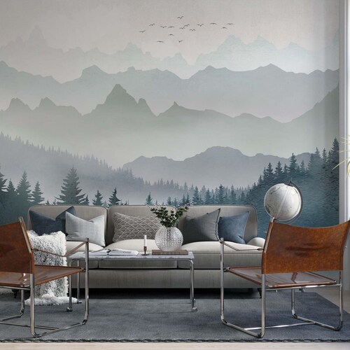 Forest Landscape Wallpaper Mural: Peel and Stick Nursery Decor