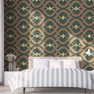 Gold Geometric Peel and Stick Wallpaper: Abstract Wall Mural