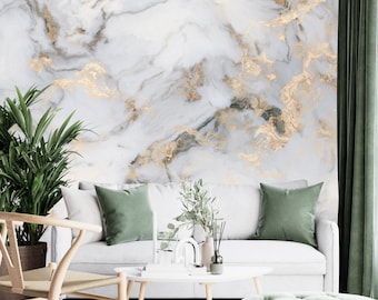 Peel and Stick White Marble Wallpaper, Removable Wallpaper, Custom Marble Wall Murals,Pattern Wallpaper Living Room ,Modern Marble Wallpaper