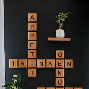 7,5 x 7,5 x 2 cm Letra de madera maciza de roble Letra de Scrabble Decoración de pared Mural Decoración de pared Declaración de misión Publicidad be.massive