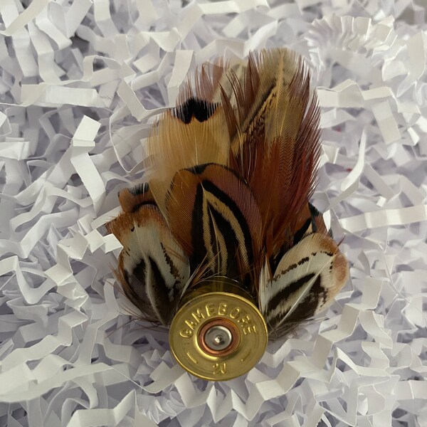 Pheasant feather broach with cartridge front