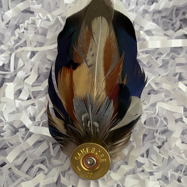 Duck and pheasant feather broach with cartridge front