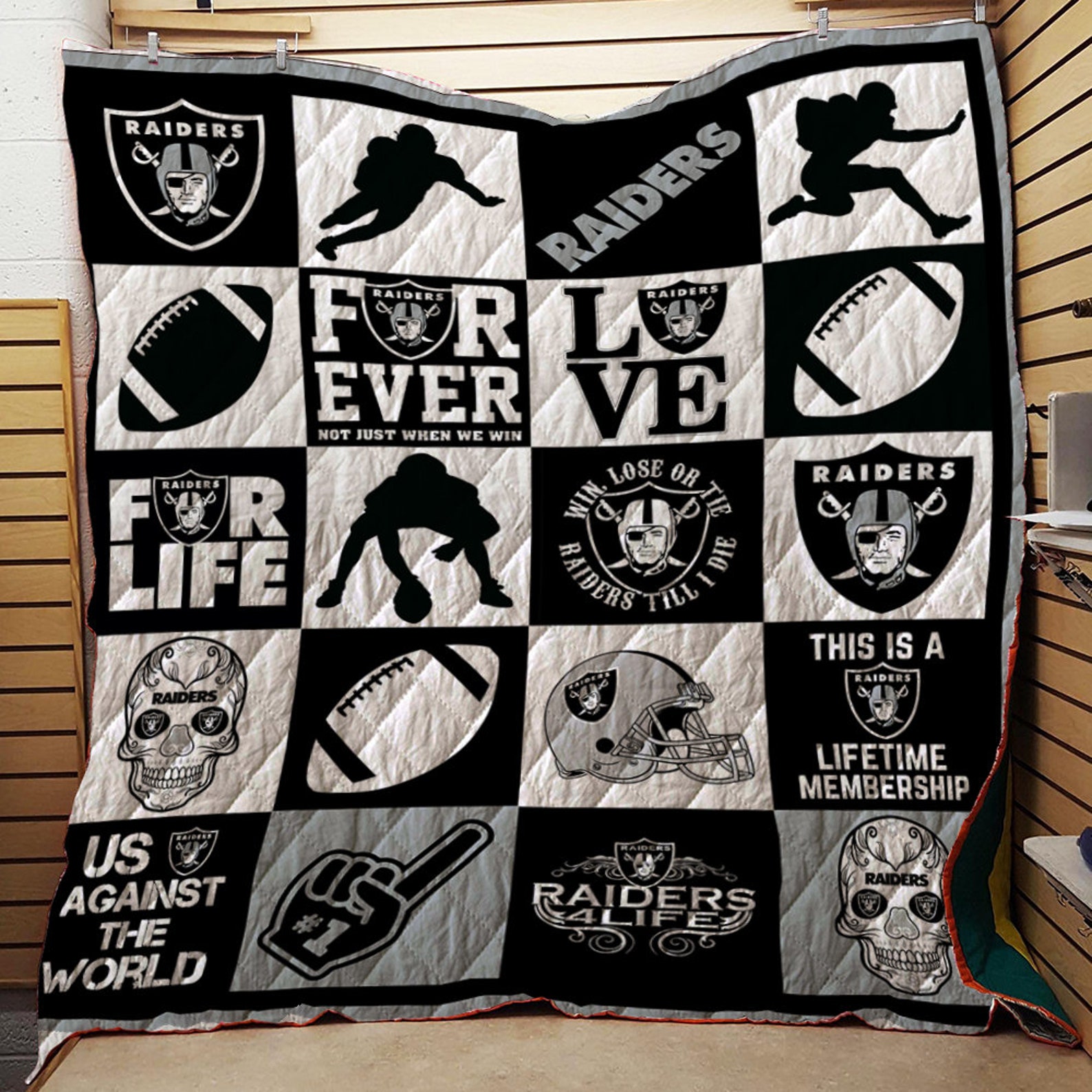 Oakland Raiders Quilt Blanket Gift for NFL fans Football Etsy