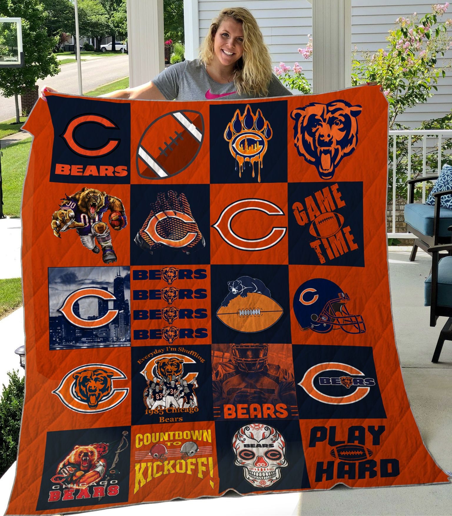 Chicago Bears Quilt Blanket Gift for NFL fans Football Team Etsy