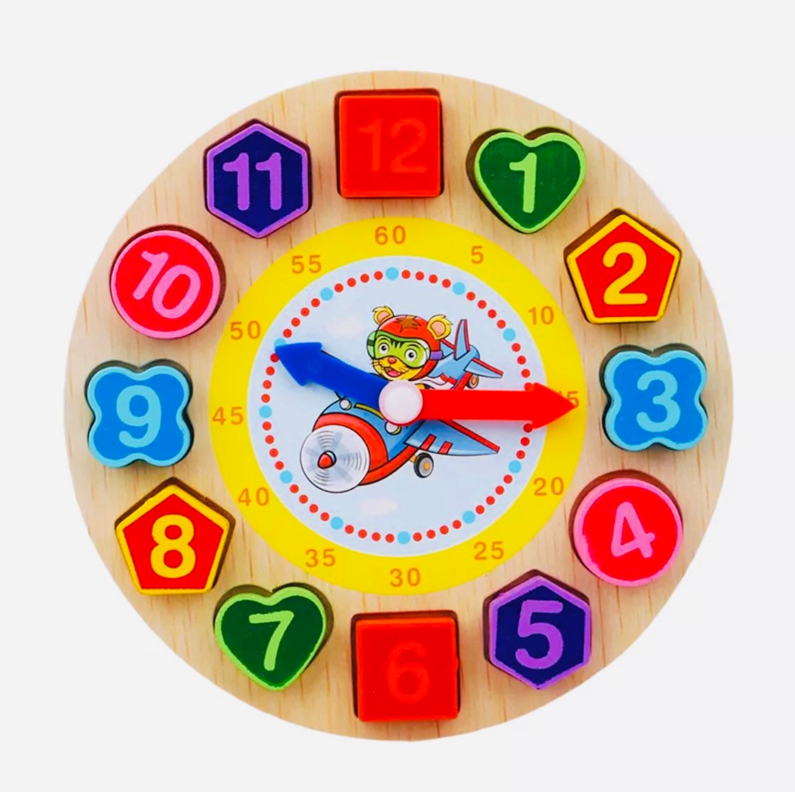 Wooden Toy Clock / Puzzle Clock / Educational Clock / Shapes / Etsy UK