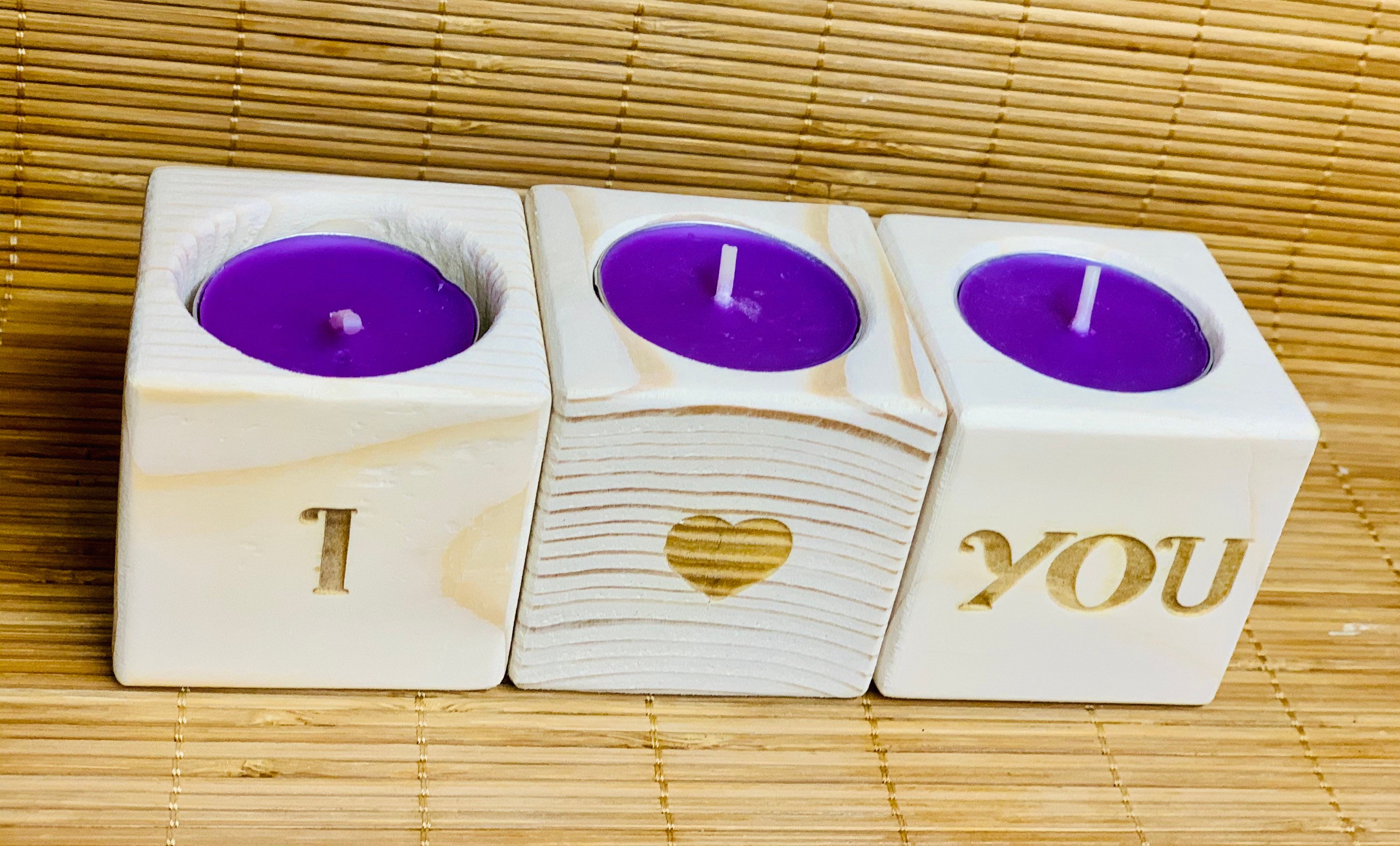 Mothers Day Present/Candle Holder/Candlestick Wood/I Love You Etsy