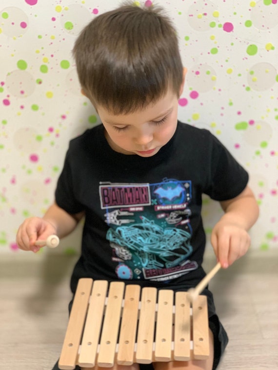 Xylophone Bébé 8 Tons Avec 2 Maillets – Instrument De Musique En Bois Et Métal – Jeu éducatif Pour Enfants – Cadeau Noël Anniversaire