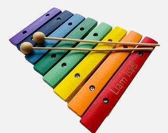 Rainbow Wooden Xylophone Toy, Baby Birthday Gift