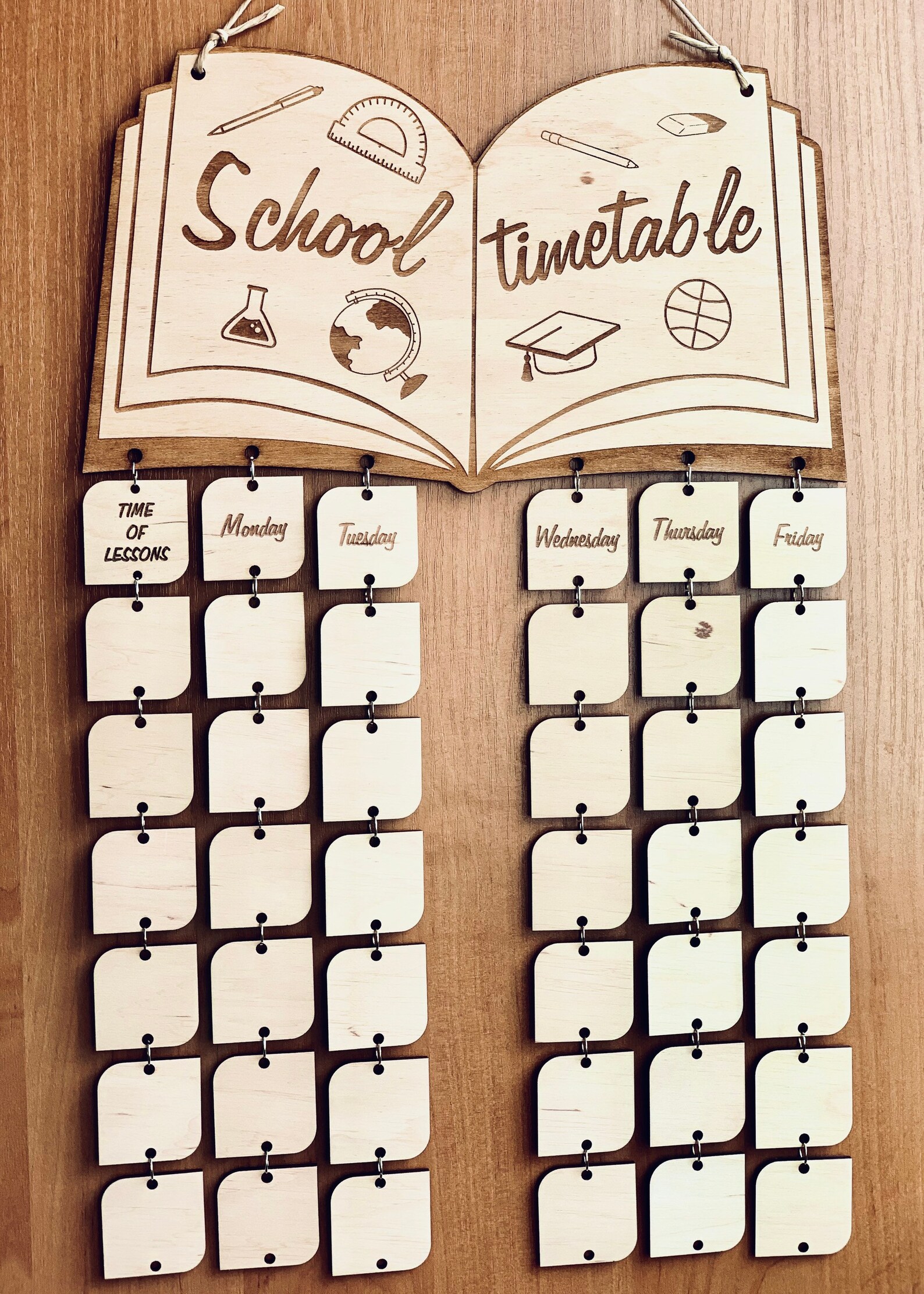 School timetable. Back to school. Wooden Wall Calendar Lesson Etsy