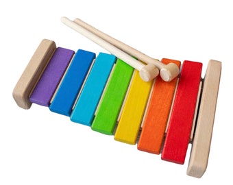 Handmade Wooden Toy Xylophone, Musical Toy, Rainbow Gift