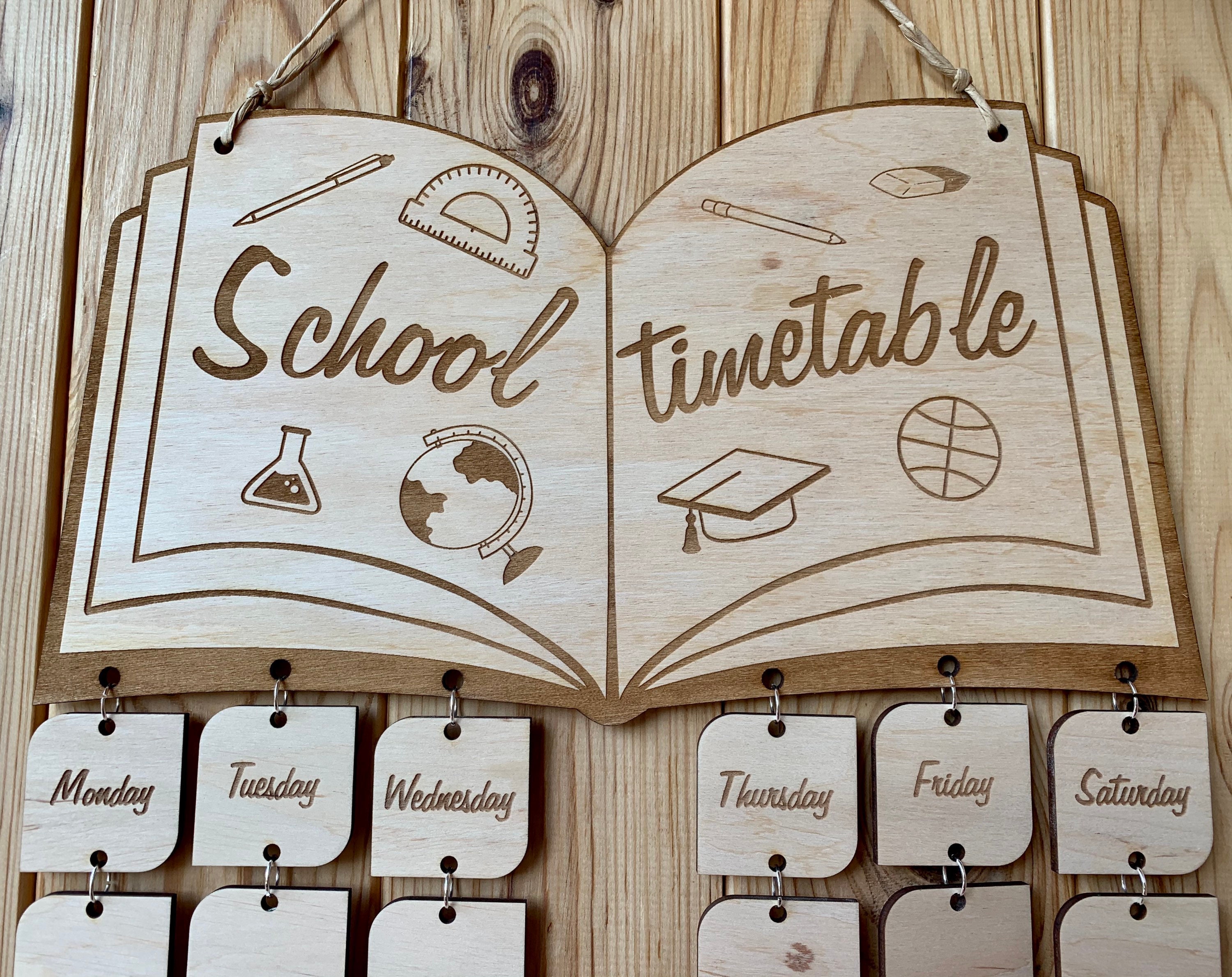 School Timetable. Back to School. Wooden Wall Calendar Lesson Etsy UK