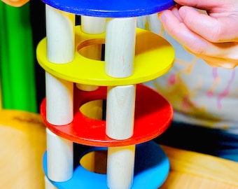 Wooden Rainbow Stacking Toy: Balancing Game, Educational Gift