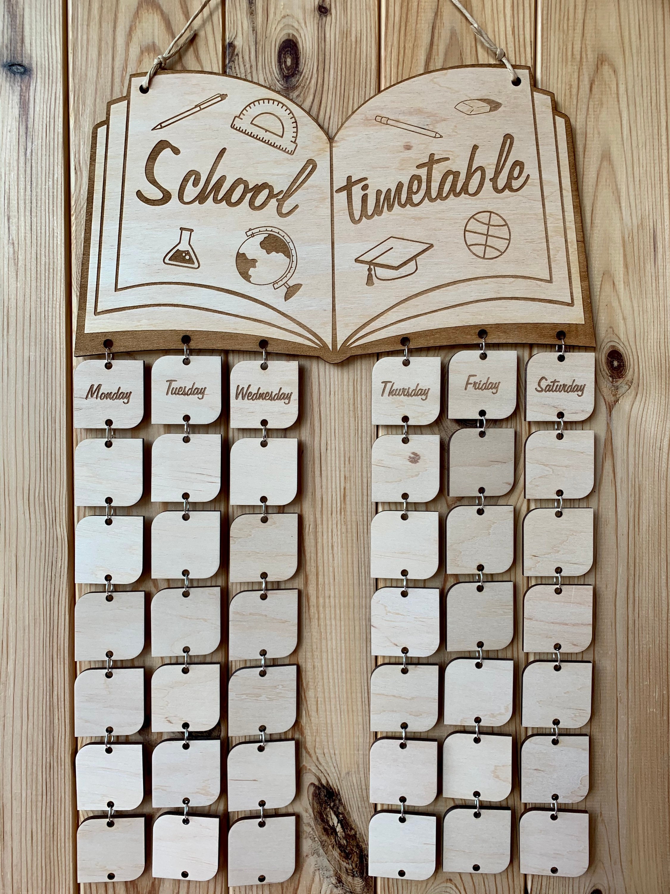 School Timetable. Back to School. Wooden Wall Calendar Lesson Etsy UK