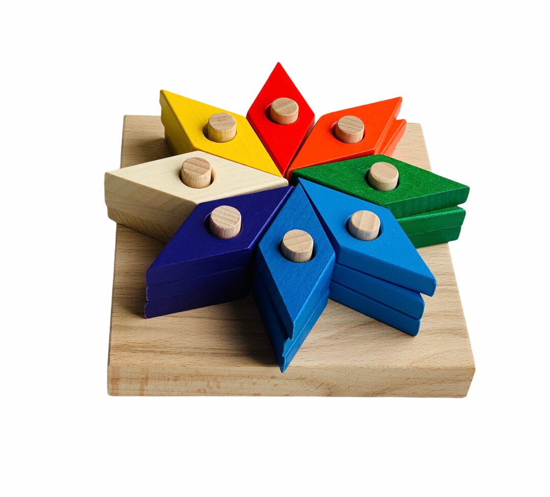 Rainbow Wooden Toy for the Development of Motor Skills Etsy