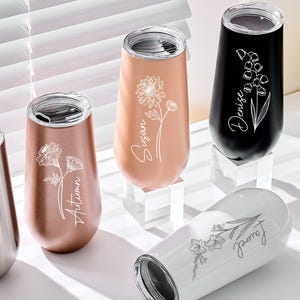 Personalized Champagne Tumbler,bridesmaid flute, Bachelorette Stainless Flute Wine Glass, Bridesmaid Gifts for Her, Bridesmaid Proposal Gift