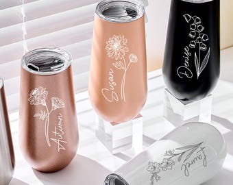 Personalisierte Champagner Becher, Brautjungfer Flöte, Bachelorette Edelstahl Flöte Weinglas, Brautjungfer Geschenke für sie, Brautjungfer Vorschlag Geschenk