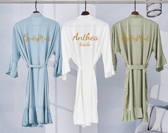 Personalized Bridal Robe, Personalised Ruffled Wedding Robe,Personalized Bridesmaid Gif, Bridesmaid Proposal,Wedding Party Gift,Custom Robes