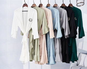 Custom Ruffle Robe, Bridesmaid Wedding Robes, Bridal Party Robes, Bridesmaid Proposal Gift, Personalized Bridesmaid Robes, Bridal Robes