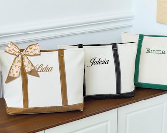 Custom Tote Bag with Free Ribbons,Personalised Canvas Tote Bag for Girls,Shopper Bag,Embroidered Bridesmaid Tote, bridal party,Custom LOGO
