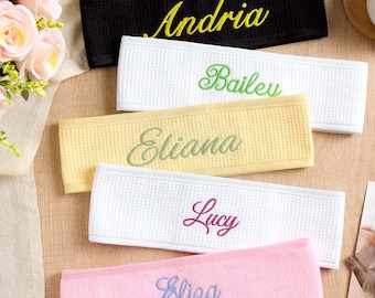 Personalized Embroidered Spa Headband, Custom Name Spa Headband, Embroidered Makeup & Face Wash Wrap, Monogram Bridesmaid Gift,Gift for her