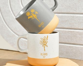 Personalized Engraved Ceramic Mug with Custom Text, Pottery Coffee Cup Gift for Mom, Dad, Husband, Bridesmaid Gifts