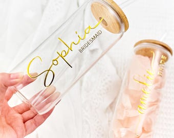 Personalized Tumbler With Name, Glass Tumbler with Lid and Straw, Coffee Cup, Mothers Day, Bridesmaid Proposal, Party Favor, Gifts for Her