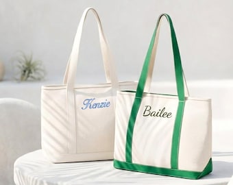 Bestickte Canvas Tragetasche: Benutzerdefinierter Text, Bachelorette Geschenk, Strandtasche