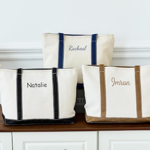 Sac fourre-tout en toile - Cabas en toile personnalisé - Broderie de texte personnalisée - Cadeau nuptiale de douche - Cartable élégant-cadeau d'enterrement de vie de jeune fille personnalisé