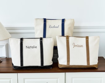 Canvas Tote Bag - Personalized Canvas Tote - Custom Text Embroidery - Bridal Shower Gift - Stylish School Bag-Personalized Bachelorette Gift