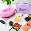 Personalized Seersucker Makeup Bag: Embroidered Cosmetic Travel Pouch product logo