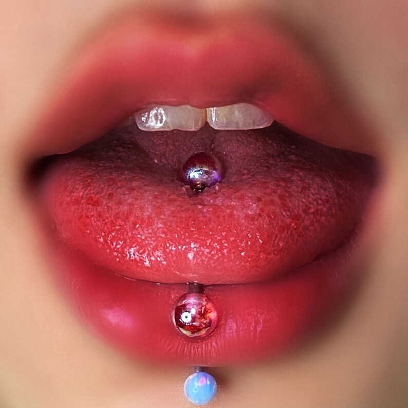 Acrylic Tongue Ring Colored Balls Tongue Ring Cartilage Etsy