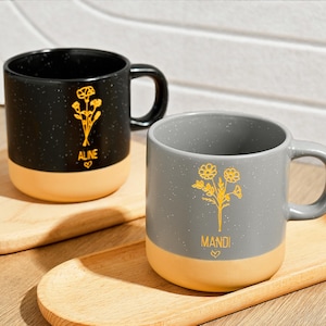 Tasse à café en poterie gravée personnalisée, ajoutez votre texte, cadeau personnalisé pour maman, papa, mari, demoiselles d'honneur, mariage