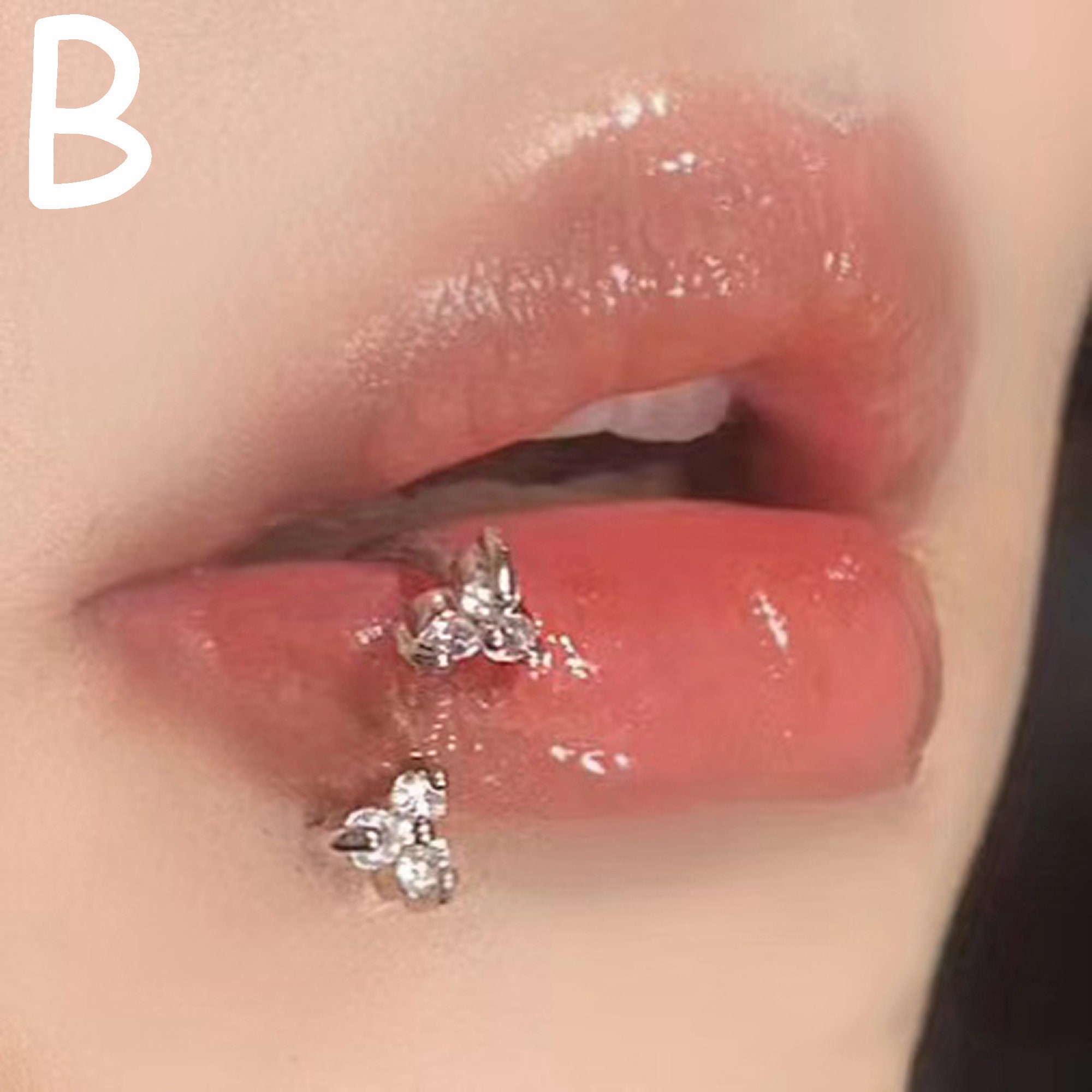 Flower Lip Ring Diamond Lip Ring Cartilage Piercing Tragus Etsy