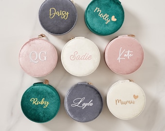 Personalized Jewelry Box, Wedding Favors, Custom Velvet Jewellery Box, Cosmetic Bag, Personalized Bridesmaid Gift,Velvet Travel Jewelry Case