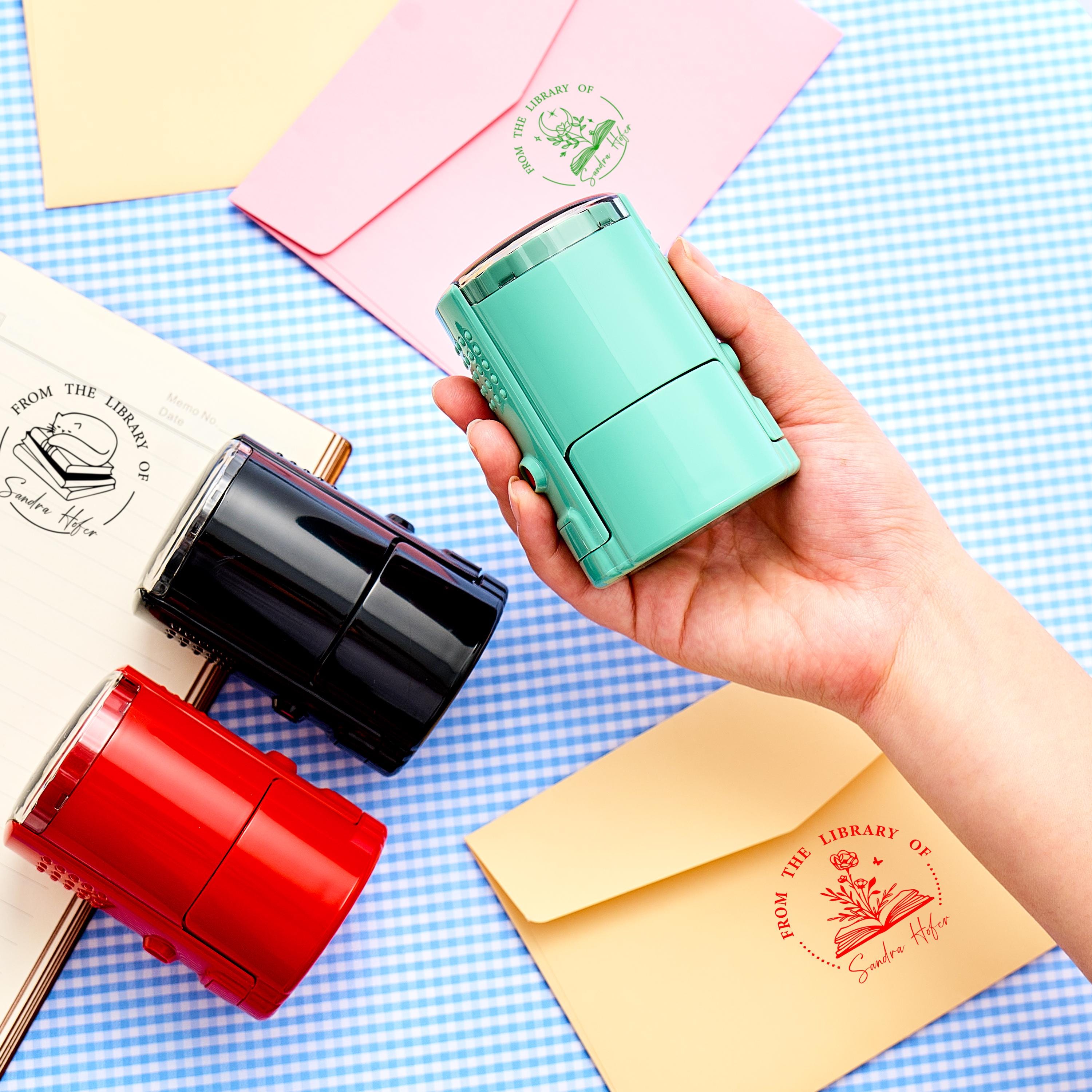 Custom Library Stamp, Personalized Self Inking Book Embosser, From the ...