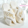 Custom Fluffy Cross Slippers,Bride Fluffy Slippers,Embroidered Bride Slipper,Bride to Be Gift,Bridesmaid Gift,Bachelorette Party,Slippers product logo