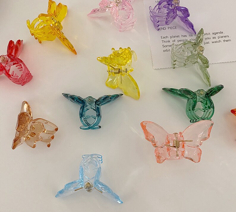 Hair Clamp For Girl Hair Claw Clip,Hair Accessories Girlish Hair Clip,Hollow Rectangle Hair Claw Clips Butterfly,colorful,Small Hair Claw