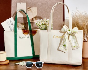 Bolsa de tela personalizada, bolsa de lona, bolsa con texto personalizado, regalo de despedida de soltera, bolsa de playa, nombre bordado, bolsa de regalo para damas de honor, logotipo personalizado
