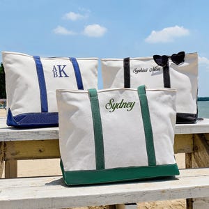 Custom Canvas Tote Bag Tote Bag with zipper Monogram Beach Tote School Bag Embroidery for Her Personalized Gift,Custom LOGO Tote Bag