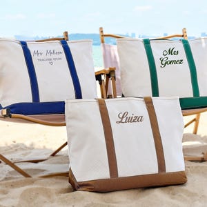 Custom Tote Bag, Bridesmaid Gift,Beach Handbags, Embroidered Canvas Tote Bag, Custom Text Tote, Bachelorette Gifts, School Bag, Gift for Her