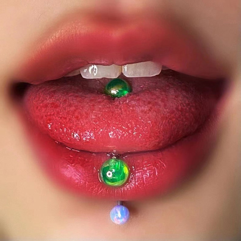 Acrylic Tongue Ring Colored Balls Tongue Ring Cartilage Etsy