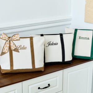 Individuelle Canvas Tasche, Personalisierte Tragetasche, Name Tragetasche, Brautjungfer Geschenk Tasche, Bestickt mit Initialen benutzerdefinierte Tasche, Individuelles Logo