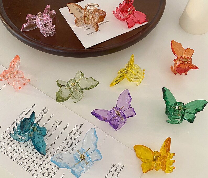 Hair Clamp For Girl Hair Claw Clip,Hair Accessories Girlish Hair Clip,Hollow Rectangle Hair Claw Clips Butterfly,colorful,Small Hair Claw