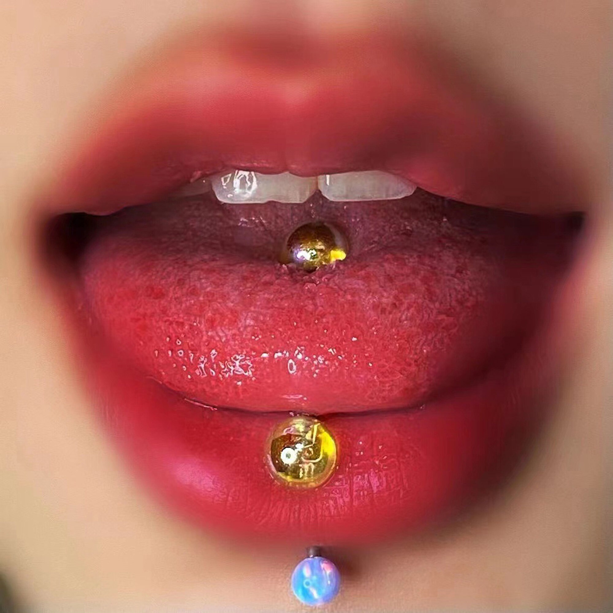 Acrylic Tongue Ring Colored Balls Tongue Ring Cartilage Etsy
