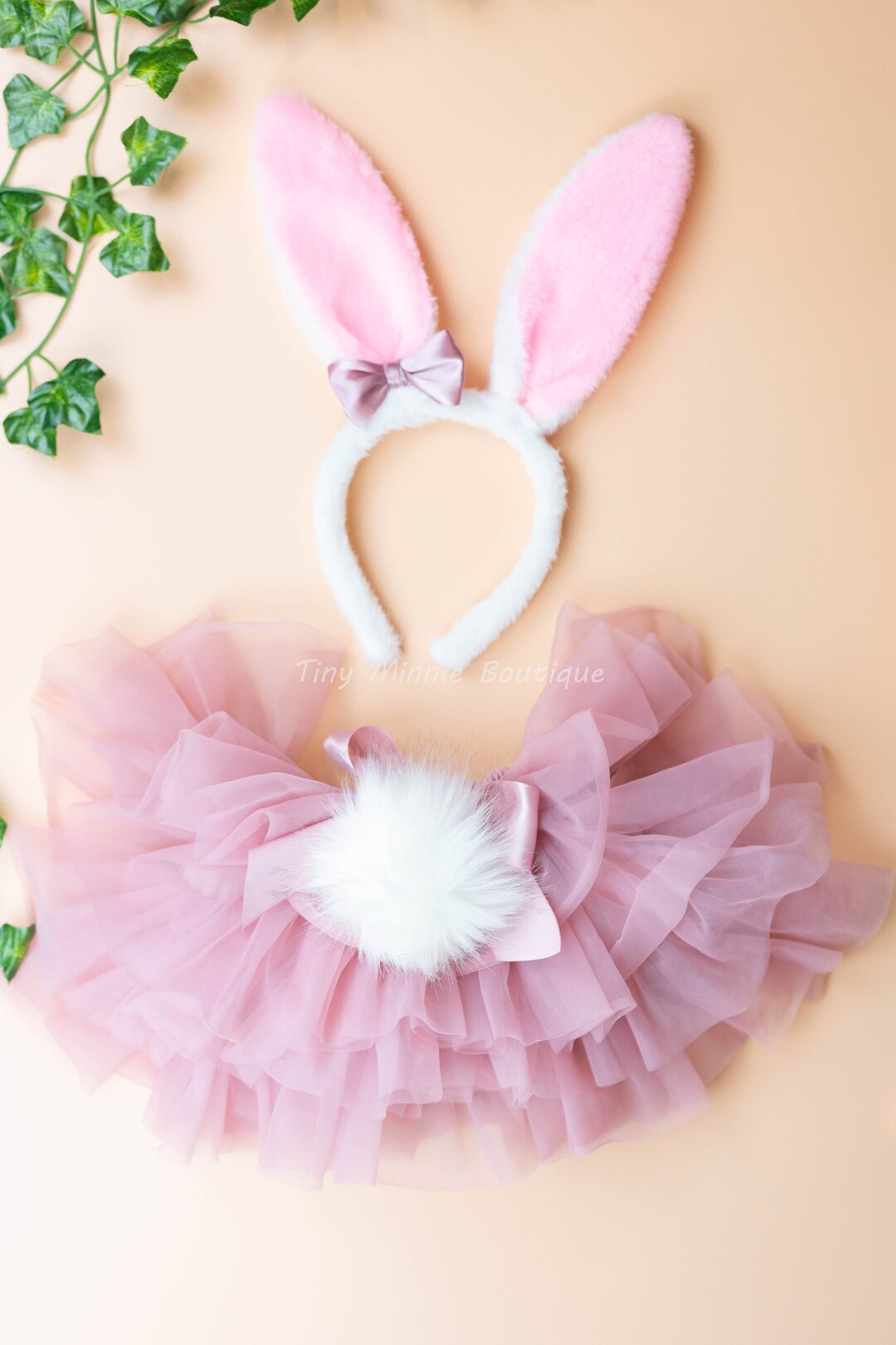 Easter Bunny Tutu Baby Girl, Dusty Pink Set Tutu & Headband , Bunny